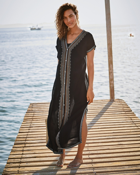 Button-Front Kaftan Cover-Up