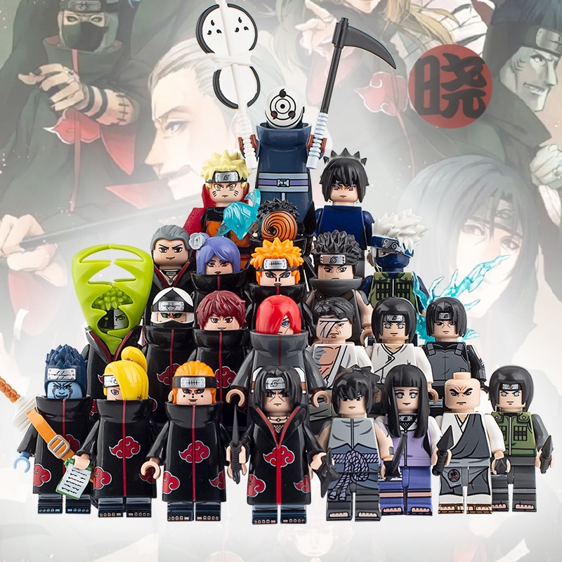 24pcs Naruto Akatsuki Pain Uchiha Obito Itachi Shisui Danzo Kakashi Minifigures