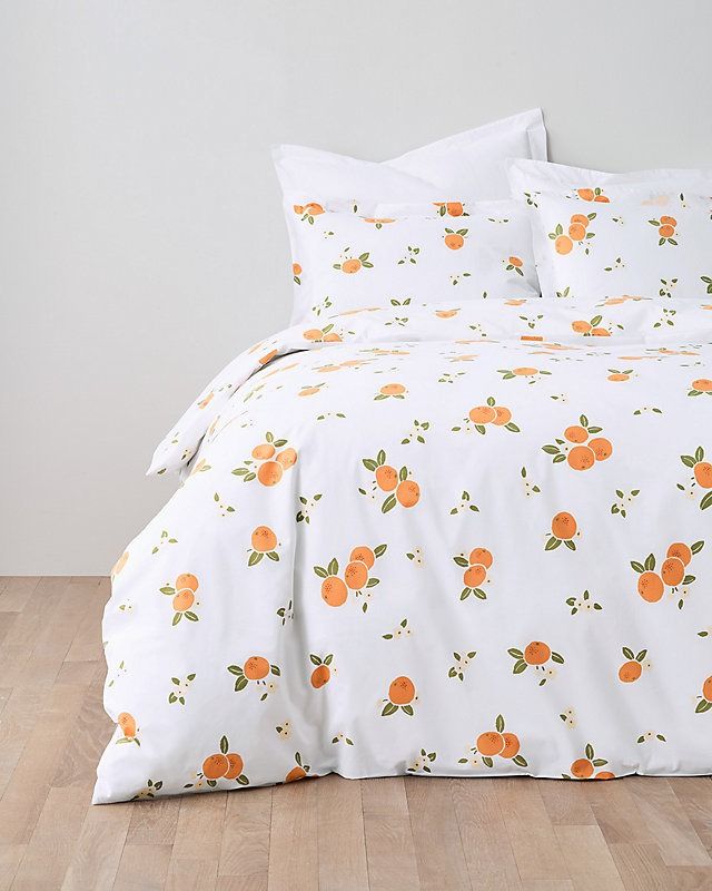 Cover Sets - Clementine Organic-Cotton Percale Duvet Cover - Double/Queen - 88 x 94 - Orange
