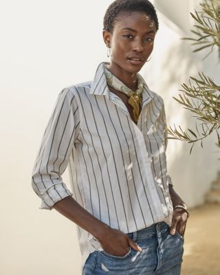 Button Front Organic Cotton Shirt - 14 - Rose Windowpane