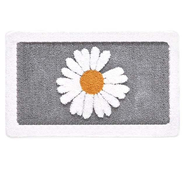 Daisy Non-Slip Bathroom Door Mat - Absorbent Toilet & Entrance Rug