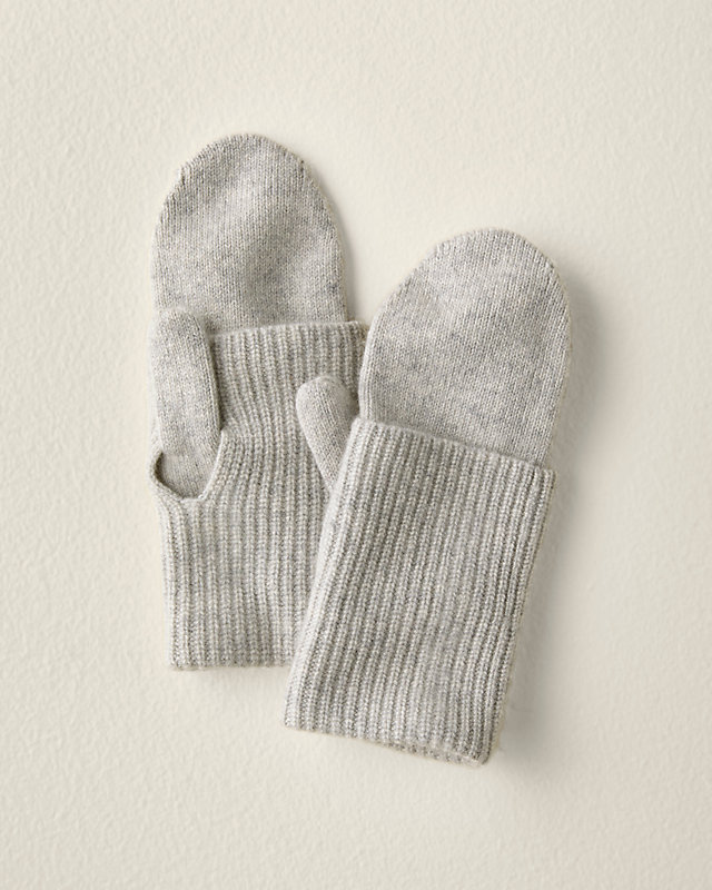 Cashmere Ribbed Mittens - Gray Heather