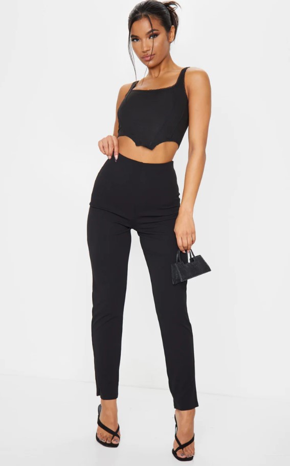 Women's Black Slim Leg Crepe Pants - Size 12