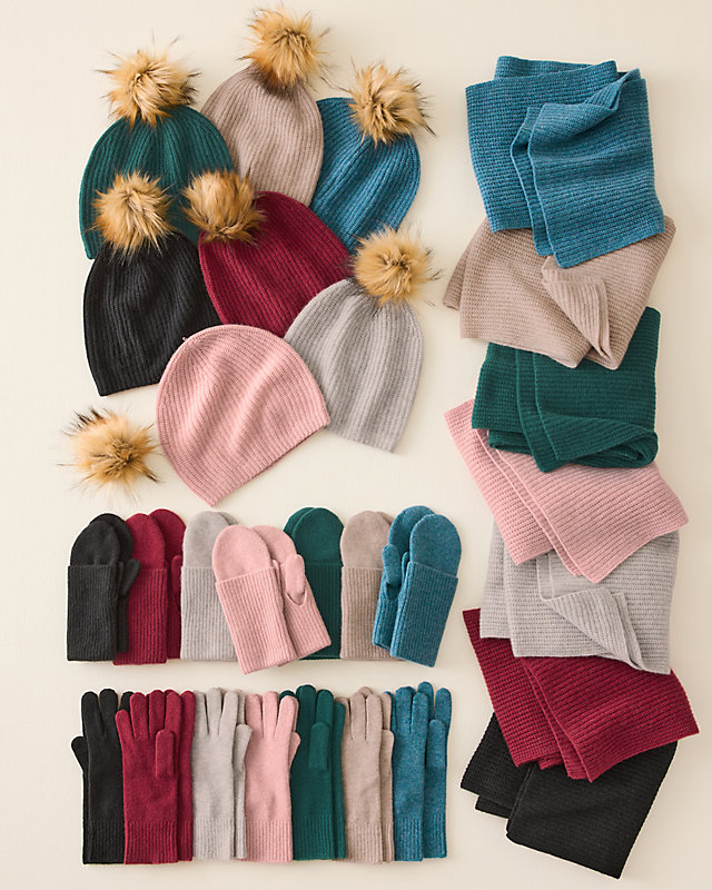 Cashmere Ribbed Mittens - Arctic Heather