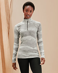 SmartWool - Women - Merino Quarter-Zip Top - L(12-14) - Light Gray Mountain Fair Isle