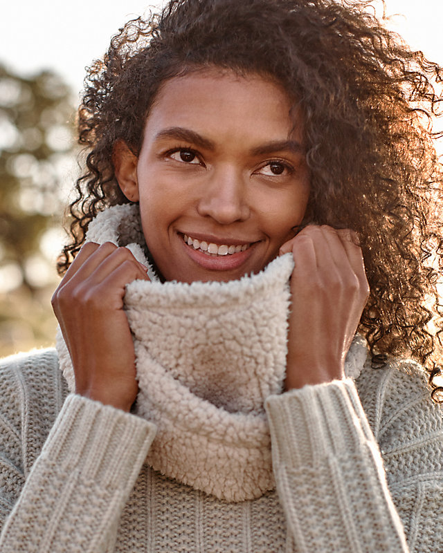 Cotton Blend - Jersey - Polyester - Cozy Sherpa Infinity Scarf - one size - Moonlight Sherpa