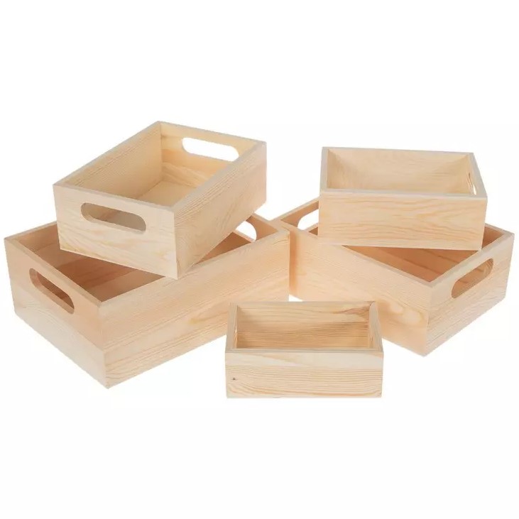 Wood Box With Handles Set