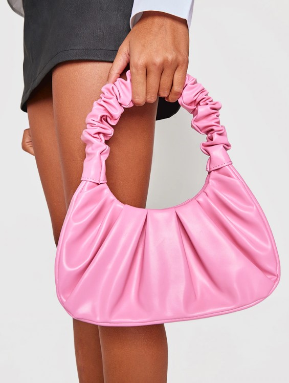 Pink Extreme Ruched Handle Shoulder Bag
