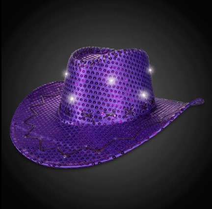 LED Purple Sequin Cowboy Hat 