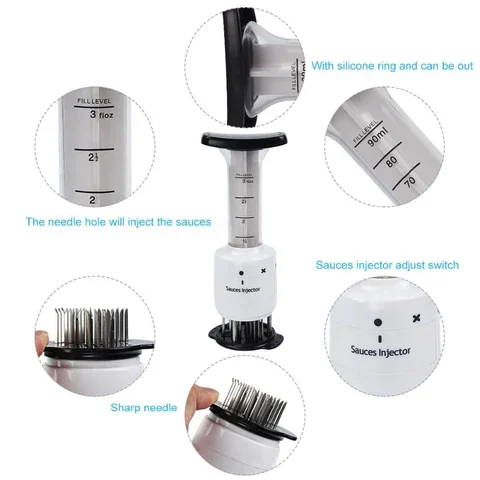 Description Picture 7 of itemStainless Steel 2-in-1 Meat Tenderizer & Marinade Injector with Needle for Steak, Beef, BBQ