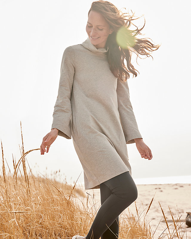 Garnet Hill - Commuter Terry Day Dress - S(4-6) - Dove Heather