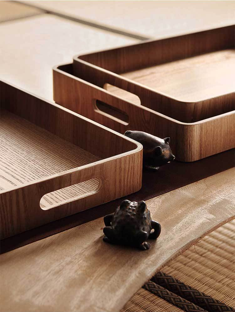 Sleek Round Wood Serving Trays