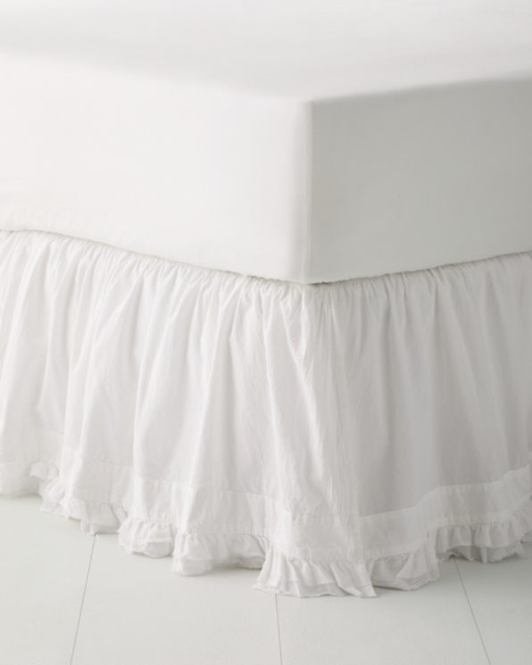 Astor Ruffle Washed-Percale Bedskirt - Double 18 Inch Drop - White