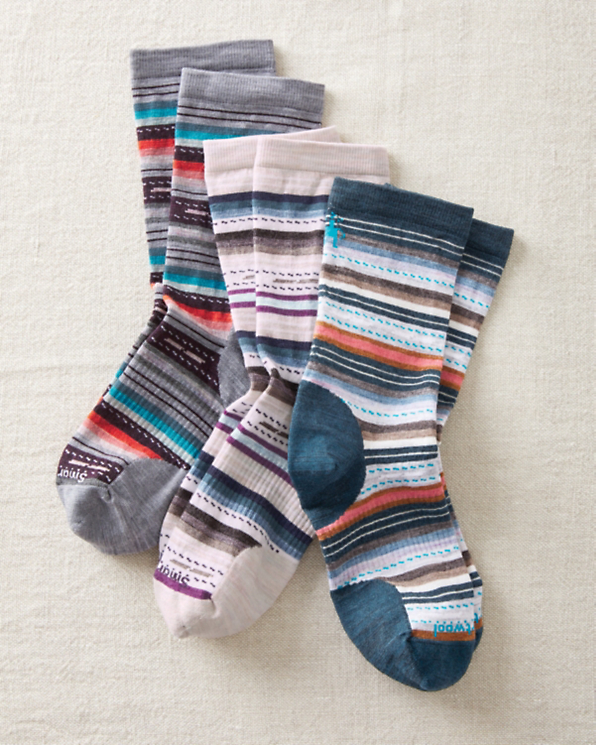 Garnet Hill - Smartwool Everyday Margarita Crew Socks (7-9.5) - Light Gray