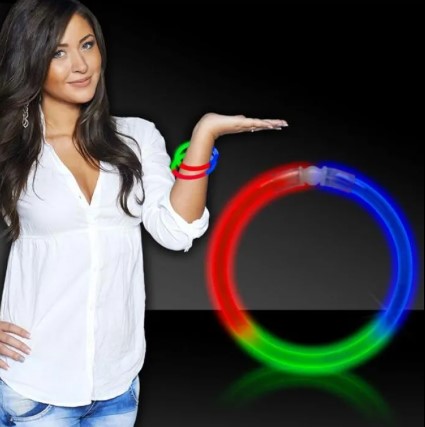 Blue, Green & Red 8" Glow Bracelets (Per 50 pack)