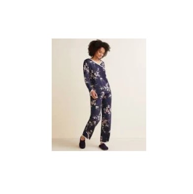 Asian Wrap Long Sleeve Organic Cotton Pajamas - M(8-10) - Onyx Multi Floral