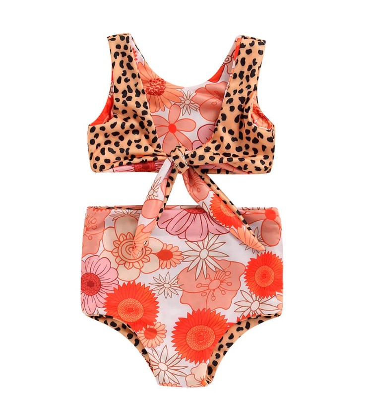 Leopard Floral Toddler Swimsuit