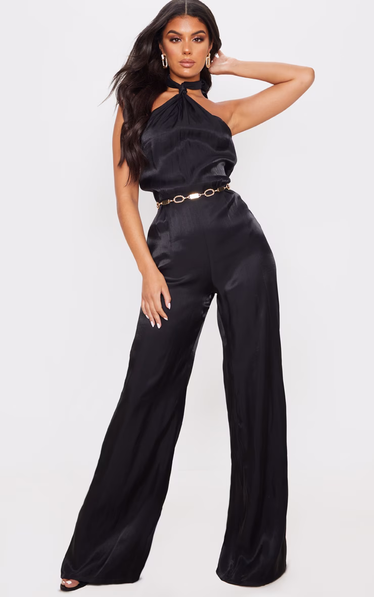 Black Knot Halterneck Shimmer Jumpsuit