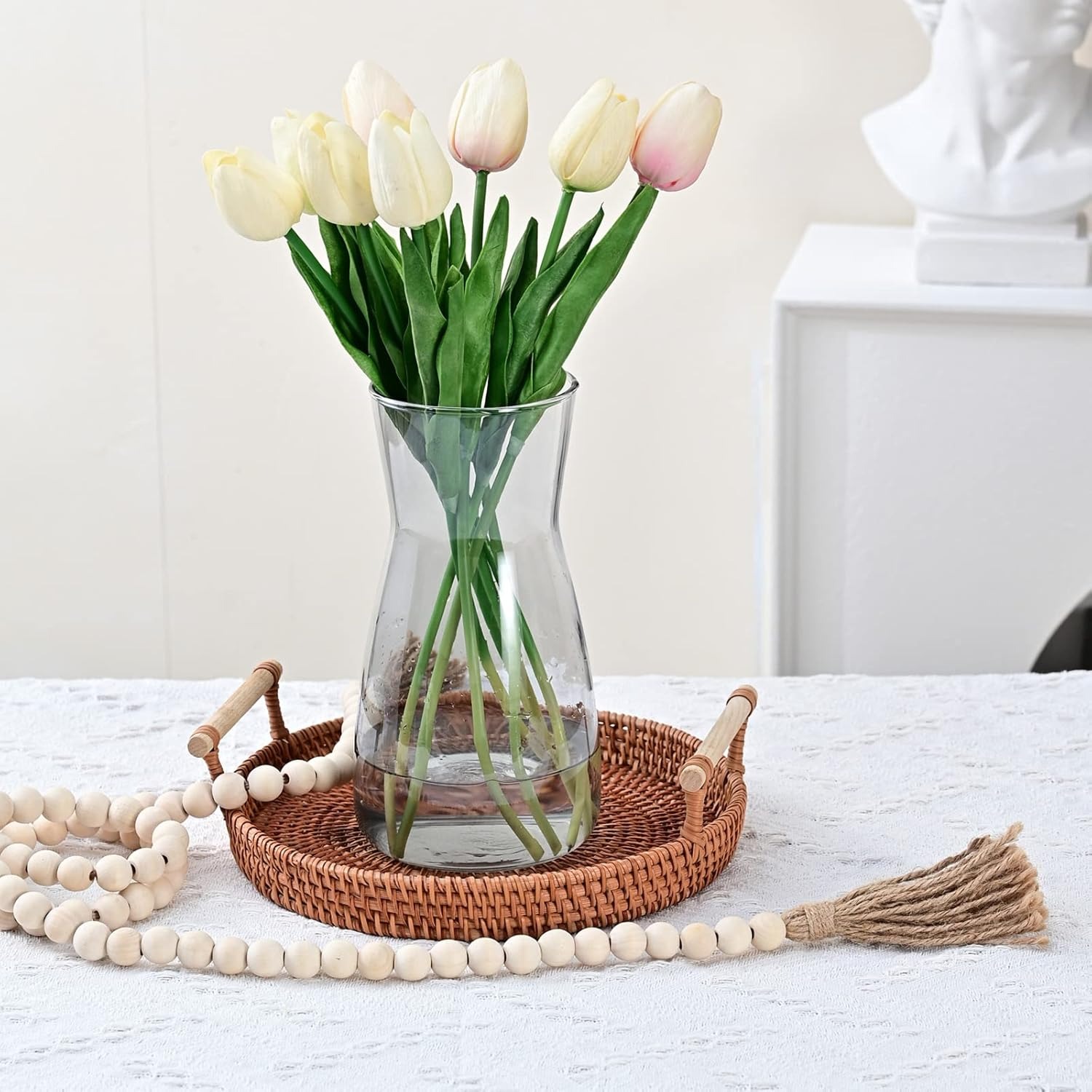 Glass Vases for Flowers, 8 Inch Tall Ins Modern Gray Crystal Clear Glass Vases for Centerpieces Home Desk Decoration, Decorative Glass