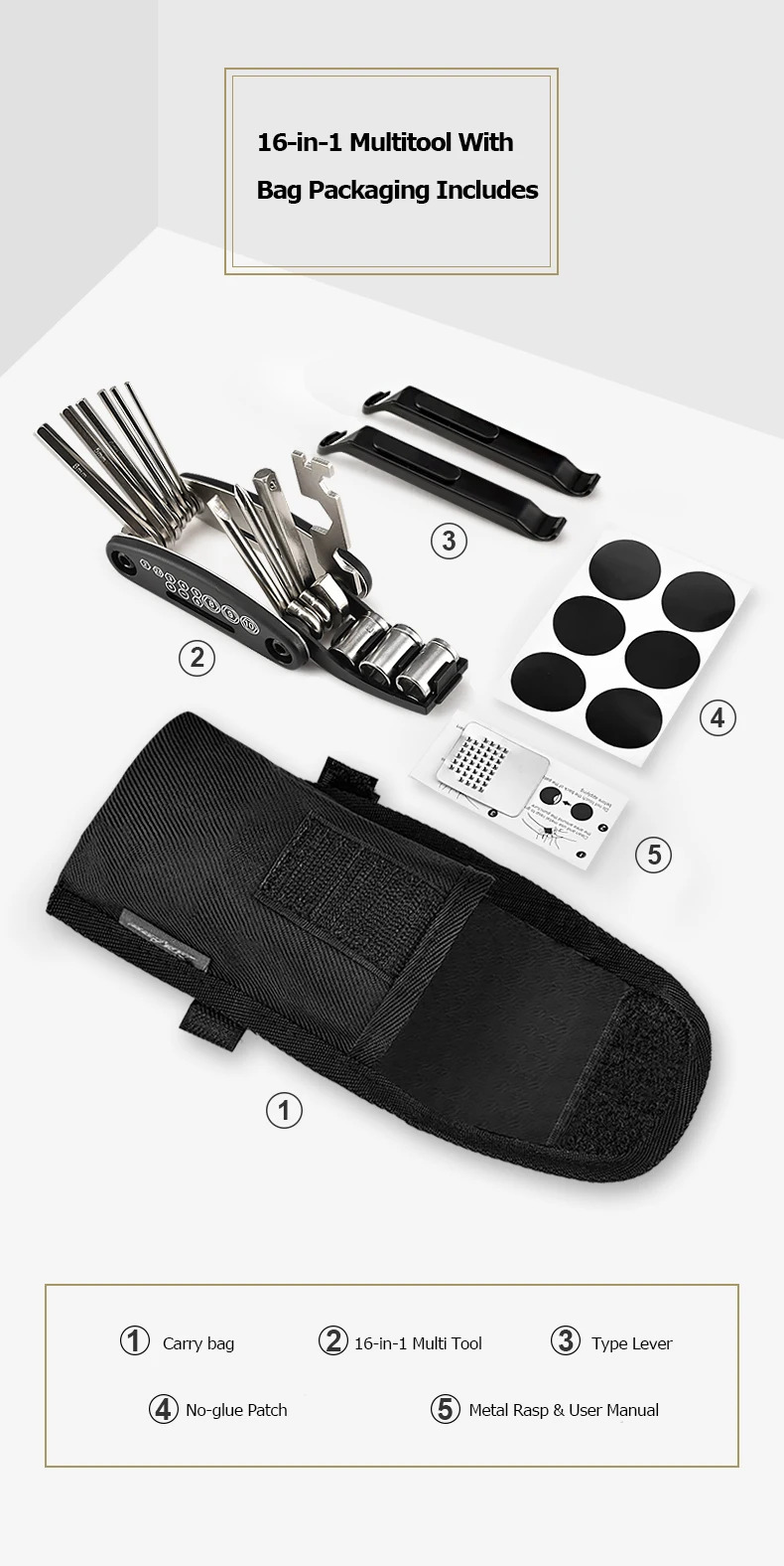 Description Picture 4 of itemSahoo 21047 16-in-1 Multi-Function Bike Repair Tool Kit with Saddle Bag