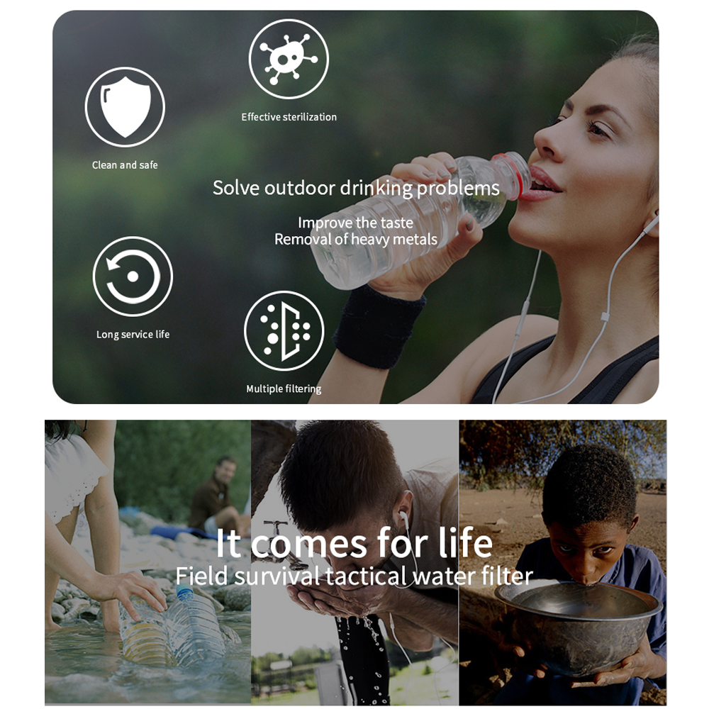 Description Picture 10 of itemFilterwell Personal Camper Water Purifier Filter Straw Portable Outdoor Survival Hikeup Drinking Emergency Products For Travel