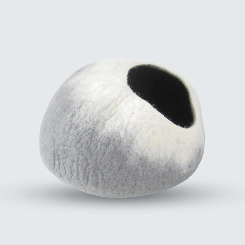 Grey & White Cat Cave | Pet Bed