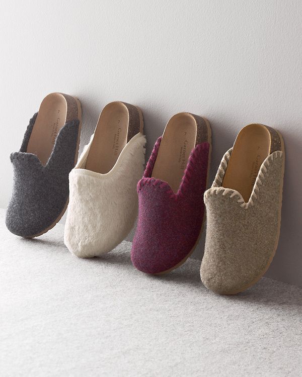 Boiled Wool Slipper Mules - 8 - Winter White Fur
