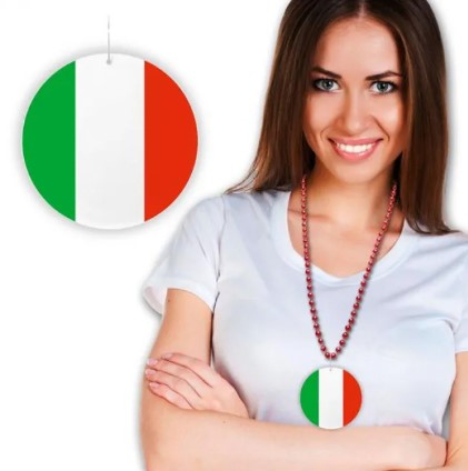 Italian Flag Plastic Medallion