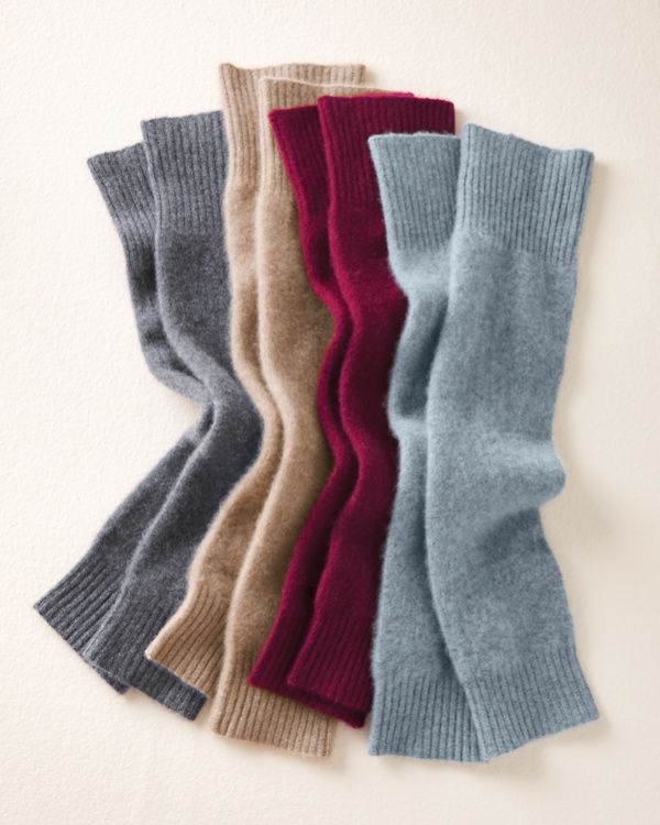 Garnet Hill - Brushed Cashmere Leg Warmers - one size - Cream Donegal
