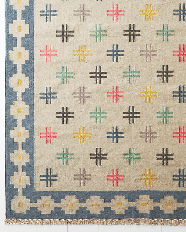 Alfrid Flat Weave Wool Rug by Hable Construction - Blue Multi - 2'6X 8' RUNNER